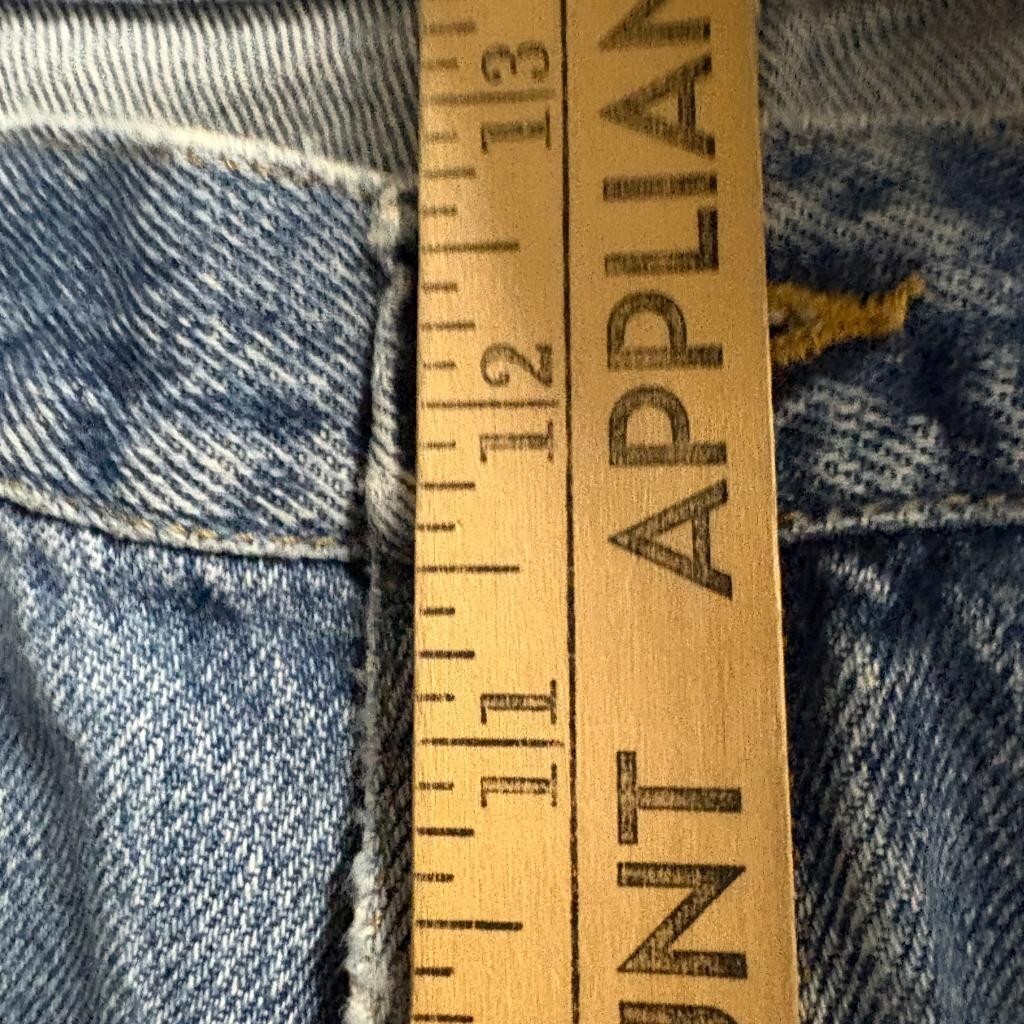 Wrangler Hero Mens Blue Distressed Jeans 36x28 Straight Leg Denim Workwear