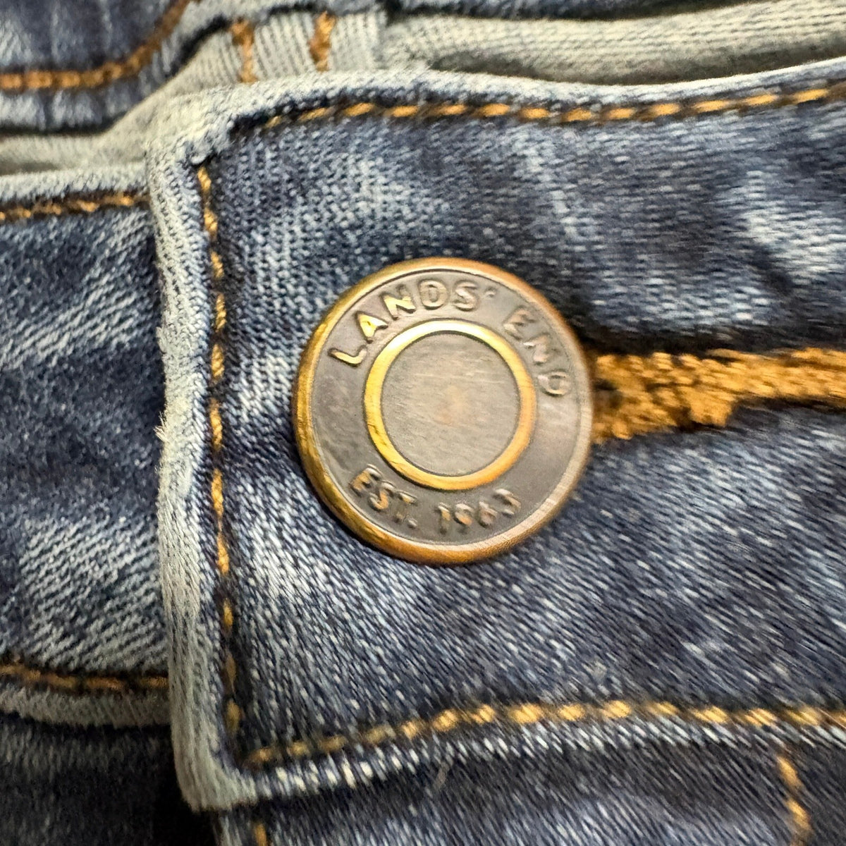 Lands End Mid Rise Curvy Bootcut Jeans Womens Size 10 Blue Denim Stretch