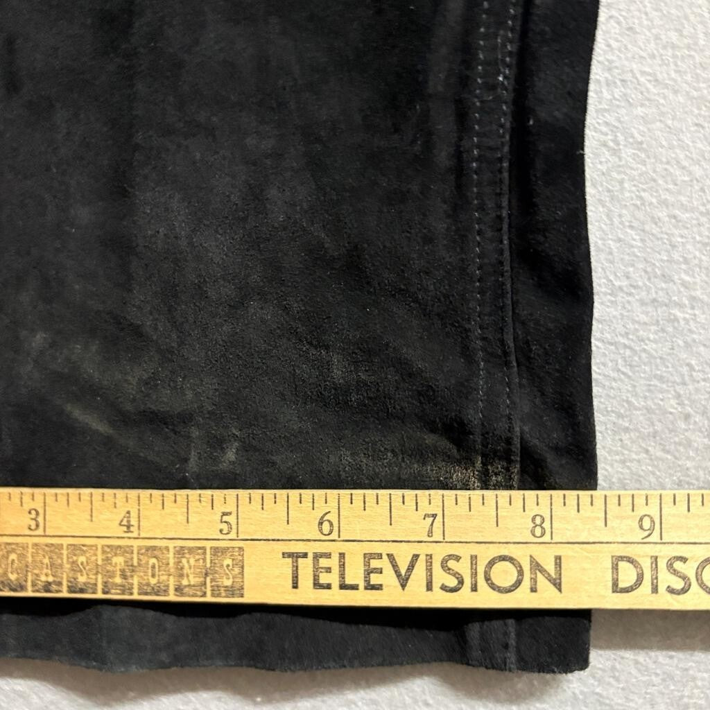 Brandon Thomas Black Suede Leather Pants Womens Size 12 Straight Leg Lined