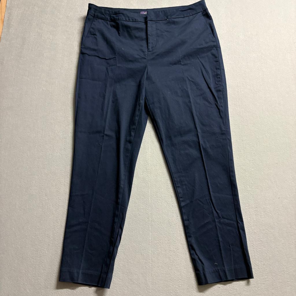 NYDJ Womens Pants Size 16 Navy Blue Cotton Blend Stretch Ankle Dress Pants
