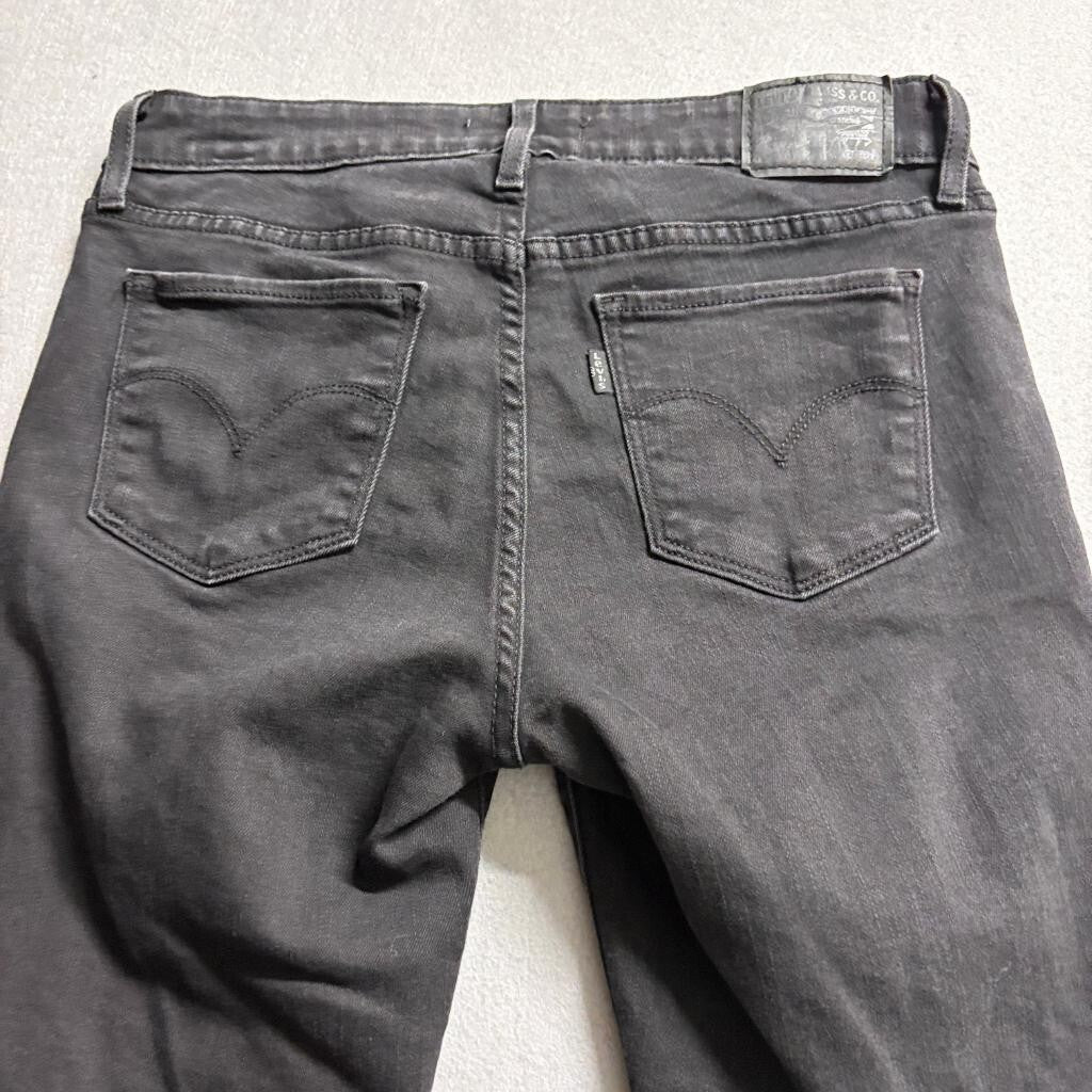 Levis 711 Skinny Jeans Womens 28 Black Denim Stretch WaterLess Mid Rise