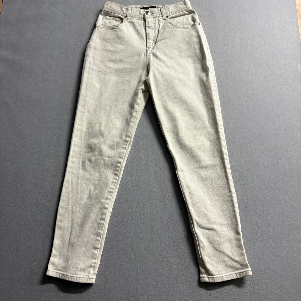 Gloria Vanderbilt Stretch Jeans Womens 10 Petite Beige Denim High Rise Straight