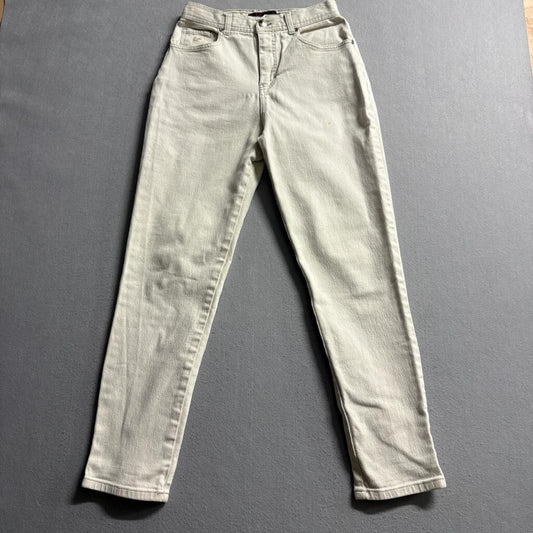 Gloria Vanderbilt Stretch Jeans Womens 10 Petite Beige Denim High Rise Straight