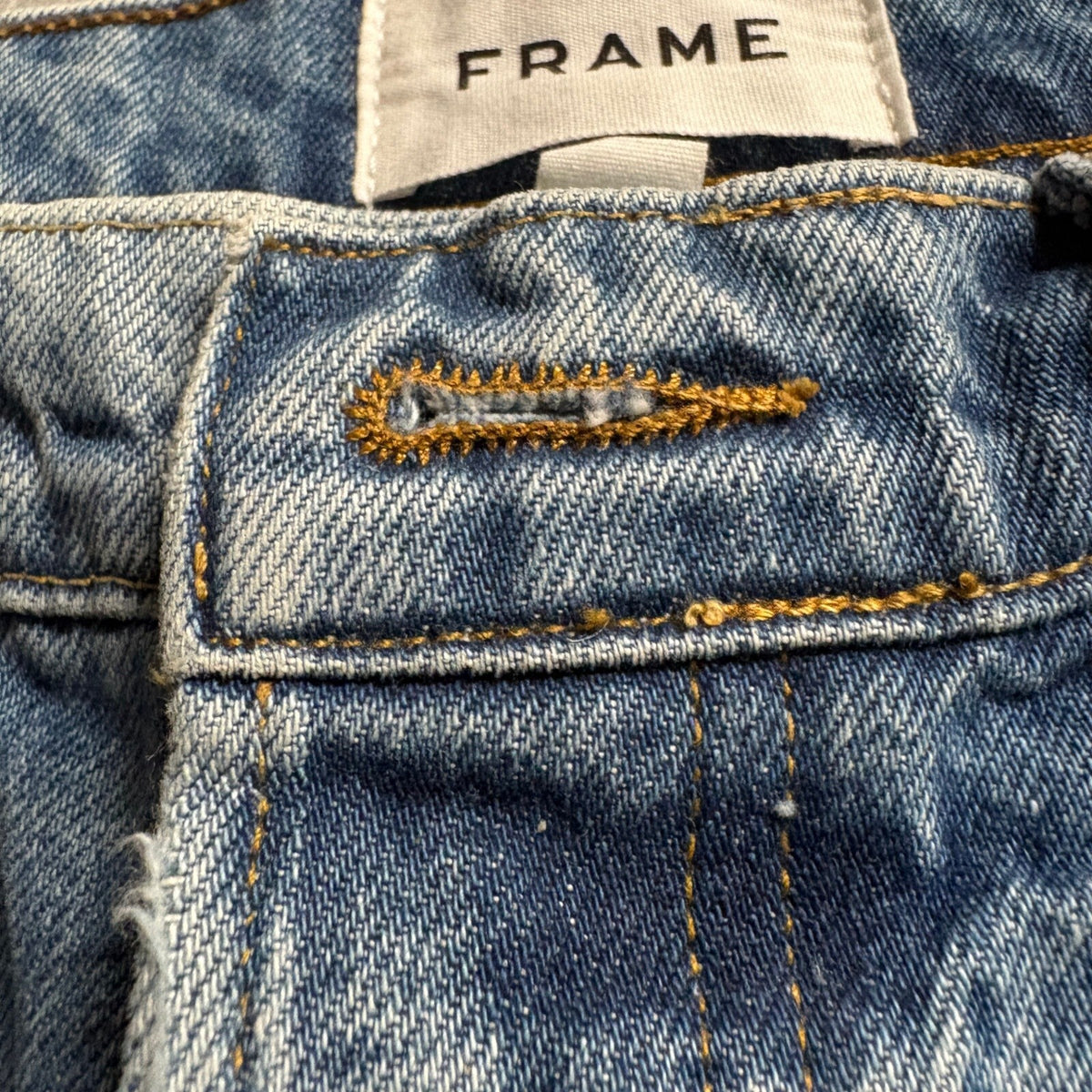 FRAME Le Slouch Denim Jeans Womens Size 24 Bluejay Rips Distressed Button Fly