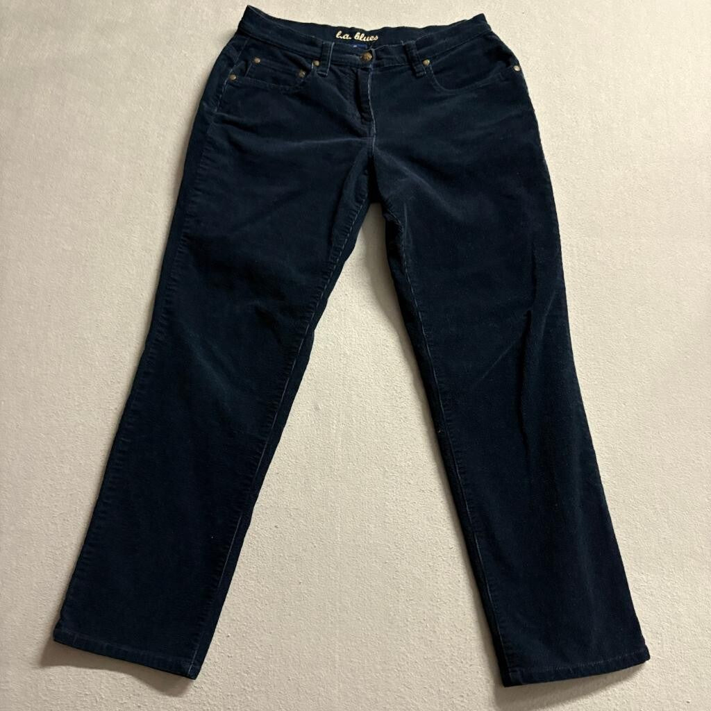 L.A. Blues Corduroy Pants Womens 4P Navy Blue Straight Leg Stretch Cotton Blend