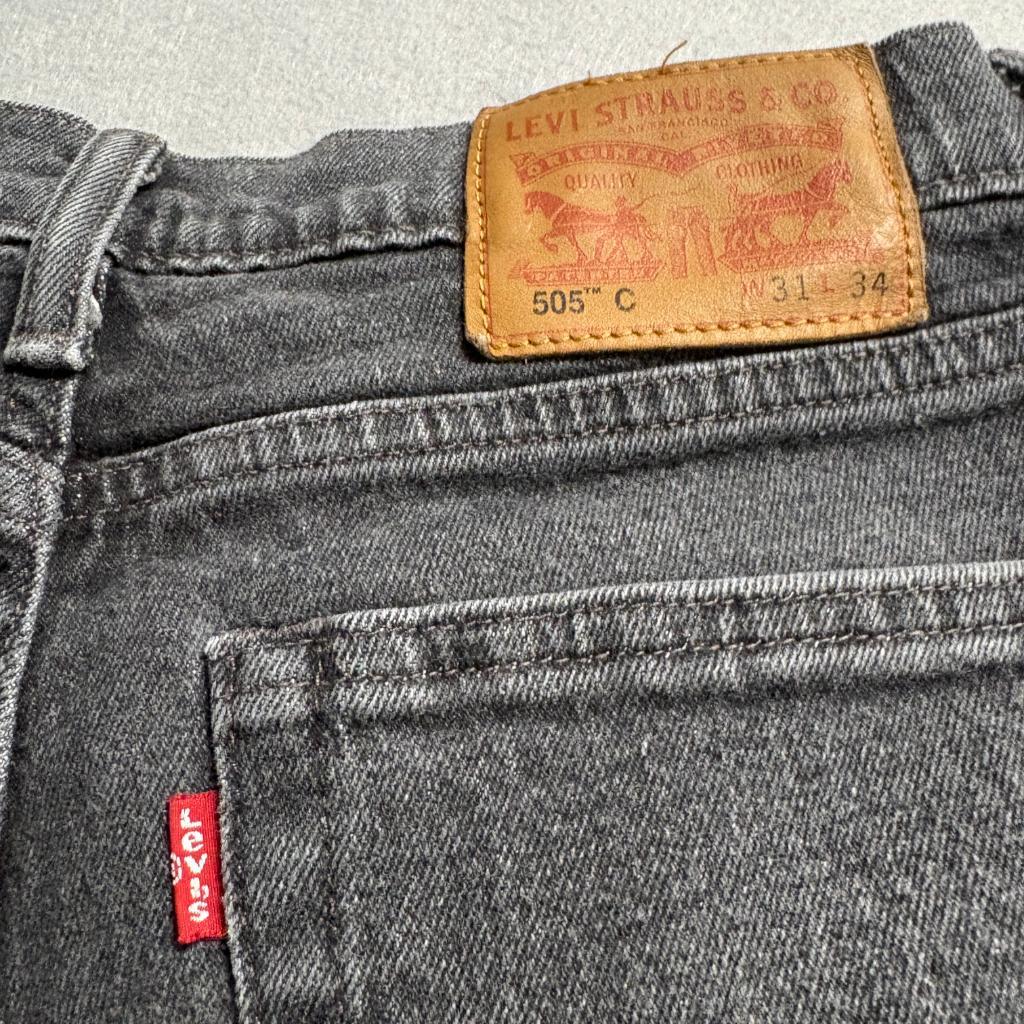 Levis 505 Regular Fit Jeans Mens 31x34 Gray Denim Stretch Straight Leg Pants