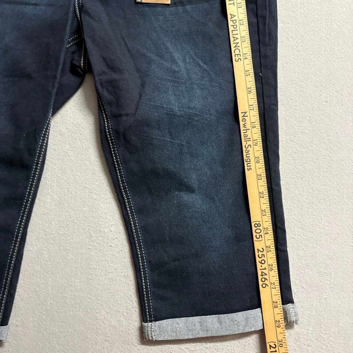 Hydraulic Denim Bermuda Shorts Womens 20W Dark Wash Cuffed Stretch Capris NWT