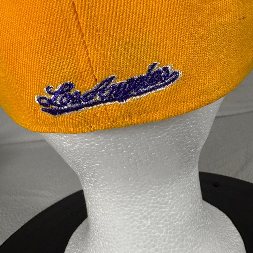 Los Angeles Lakers Yellow Fitted Hat 7 1/4 Down Town LA Purple Embroidered Cap