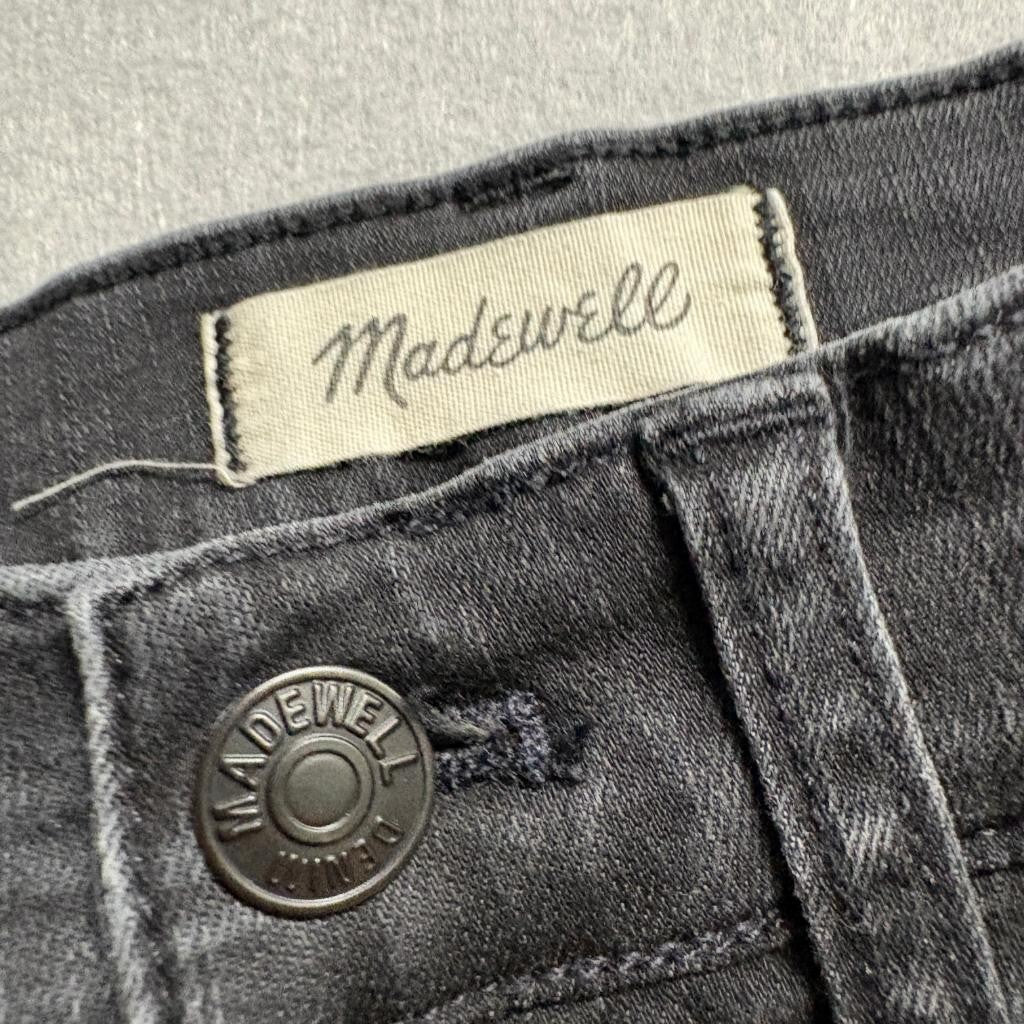 Madewell 9 High-Rise Skinny Jeans Womens 26T Black Distressed Raw Hem Tall