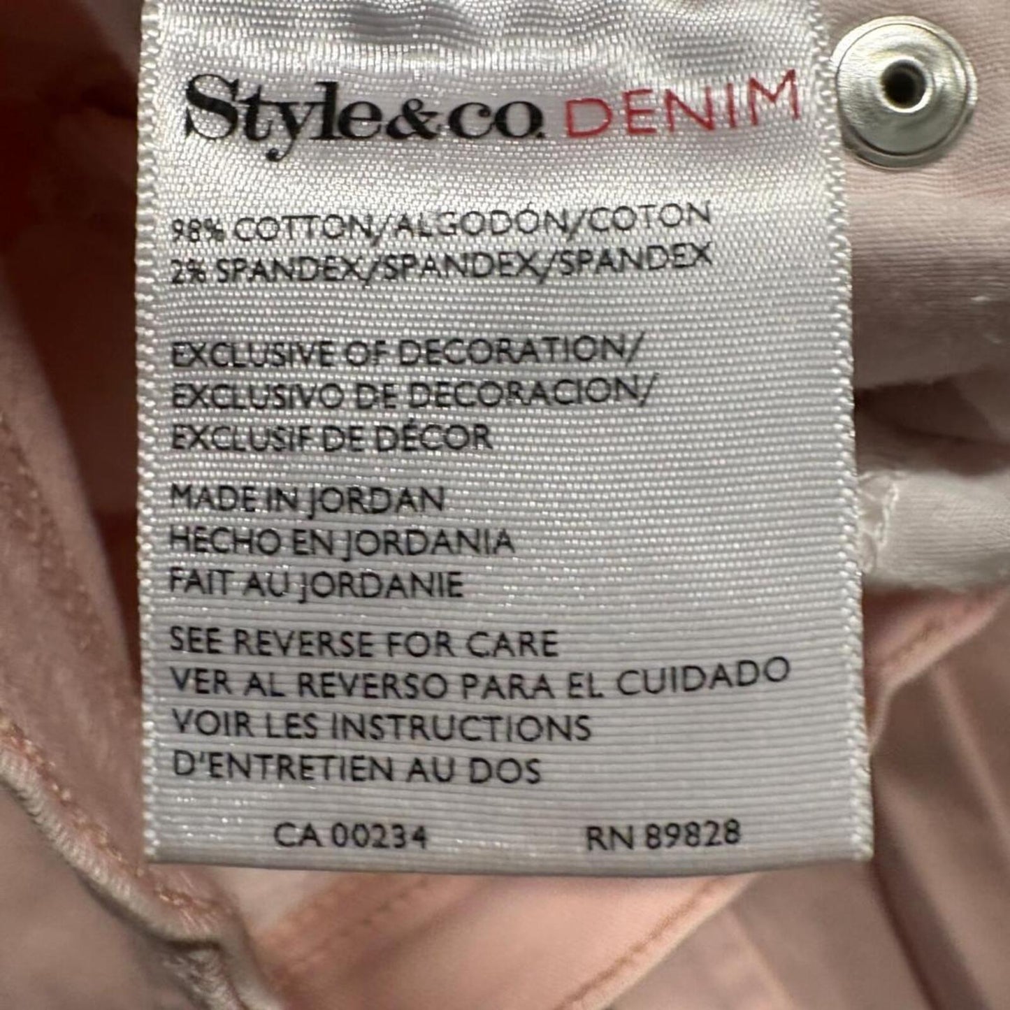 Style & Co Denim Tummy Control Tapered Leg Jeans Womens Size 8 Pink Stretch