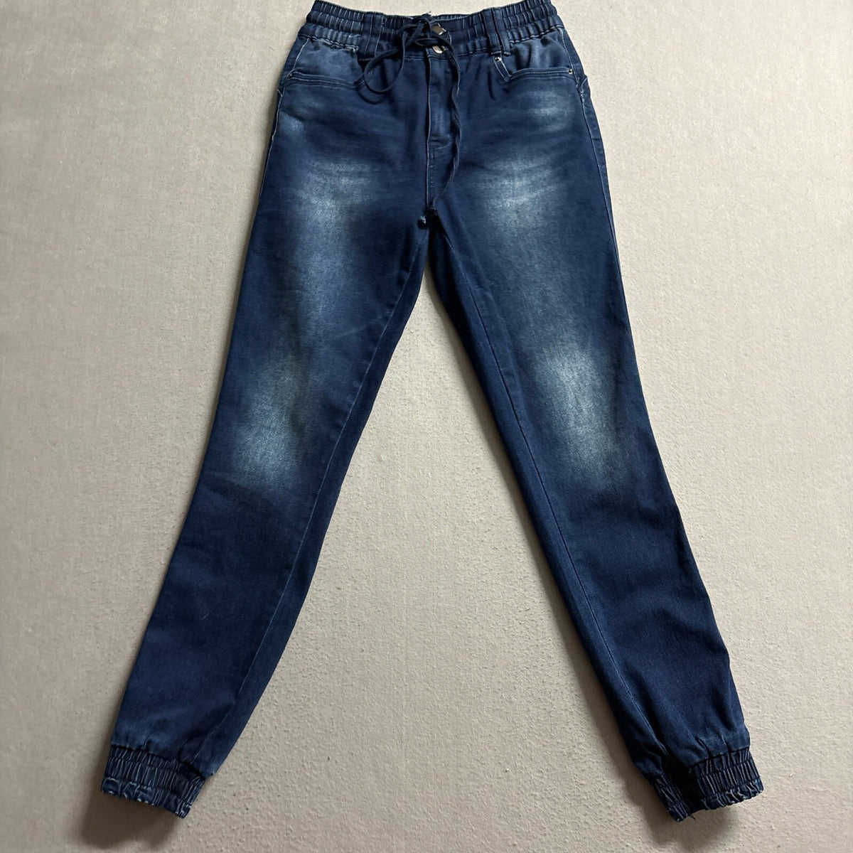 PSA Denim Jogger Jeans Womens Medium Blue Elastic Drawstring Waist Stretch