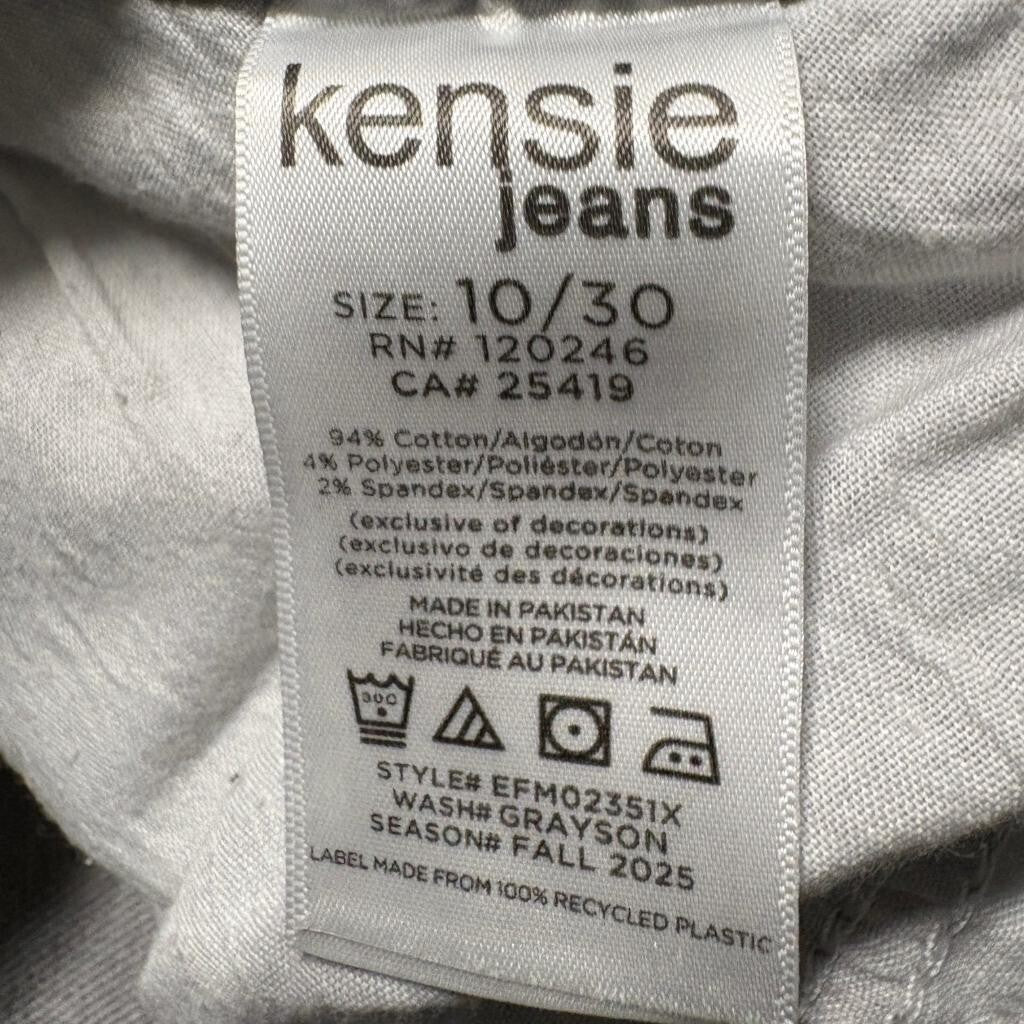 Kensie Jeans Womens 10/30 The Allie High Rise Slim Straight Gray Raw Hem Denim