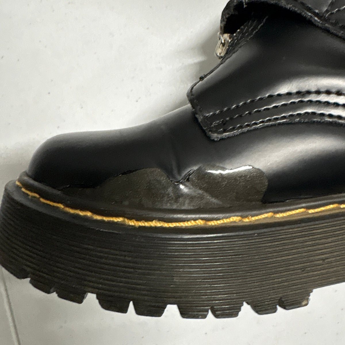Dr Martens Lazy Oaf Devon Heart Buckle Platform Boots Black Leather Womens