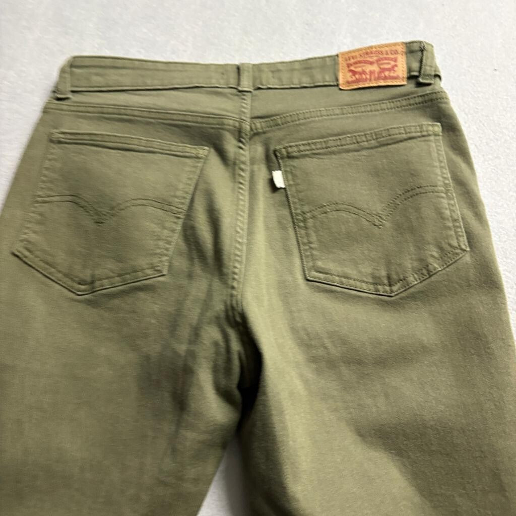Levi's 721 High Rise Skinny Jeans Womens 29x30 Olive Green Button Fly Denim