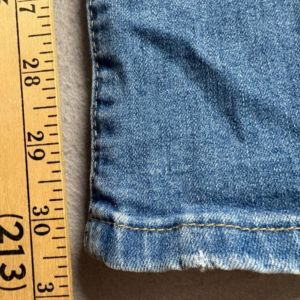 Unbranded Distressed Wide Leg Jeans Womens Size M Blue Denim Button Fly Stretch