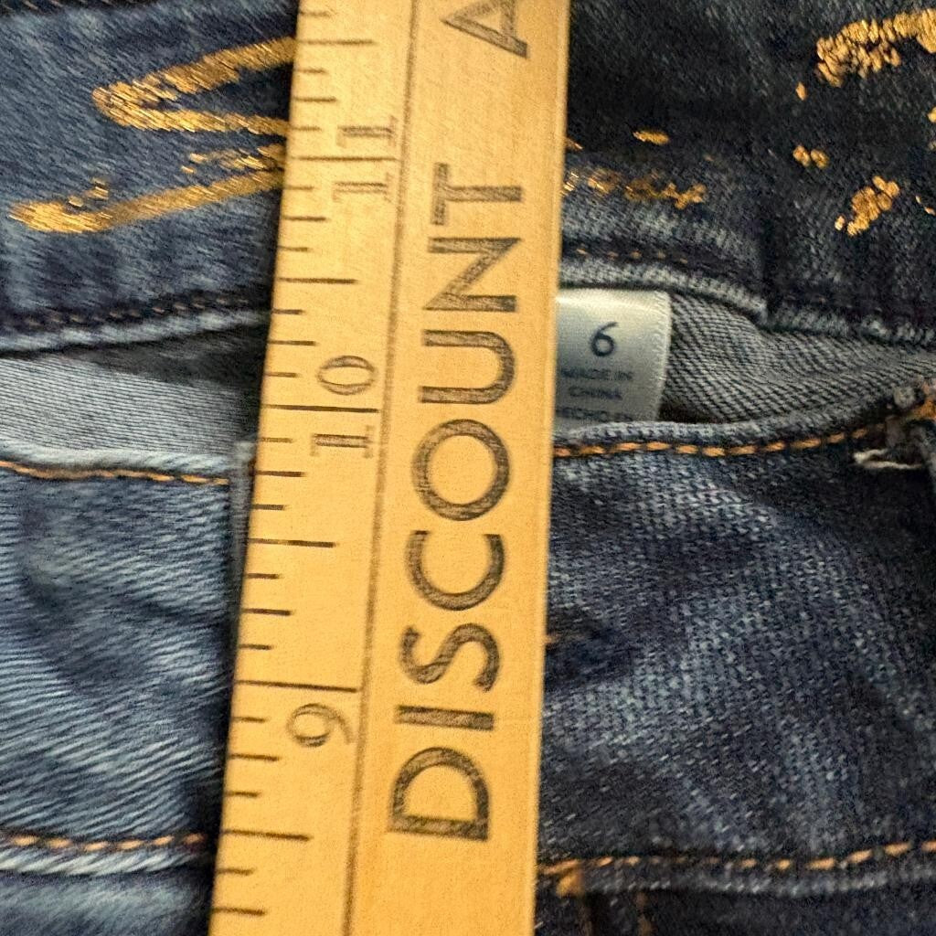 Seven7 Slim Jeans Womens Size 6 Blue Denim Frayed Raw Hem Stretch Mid Rise