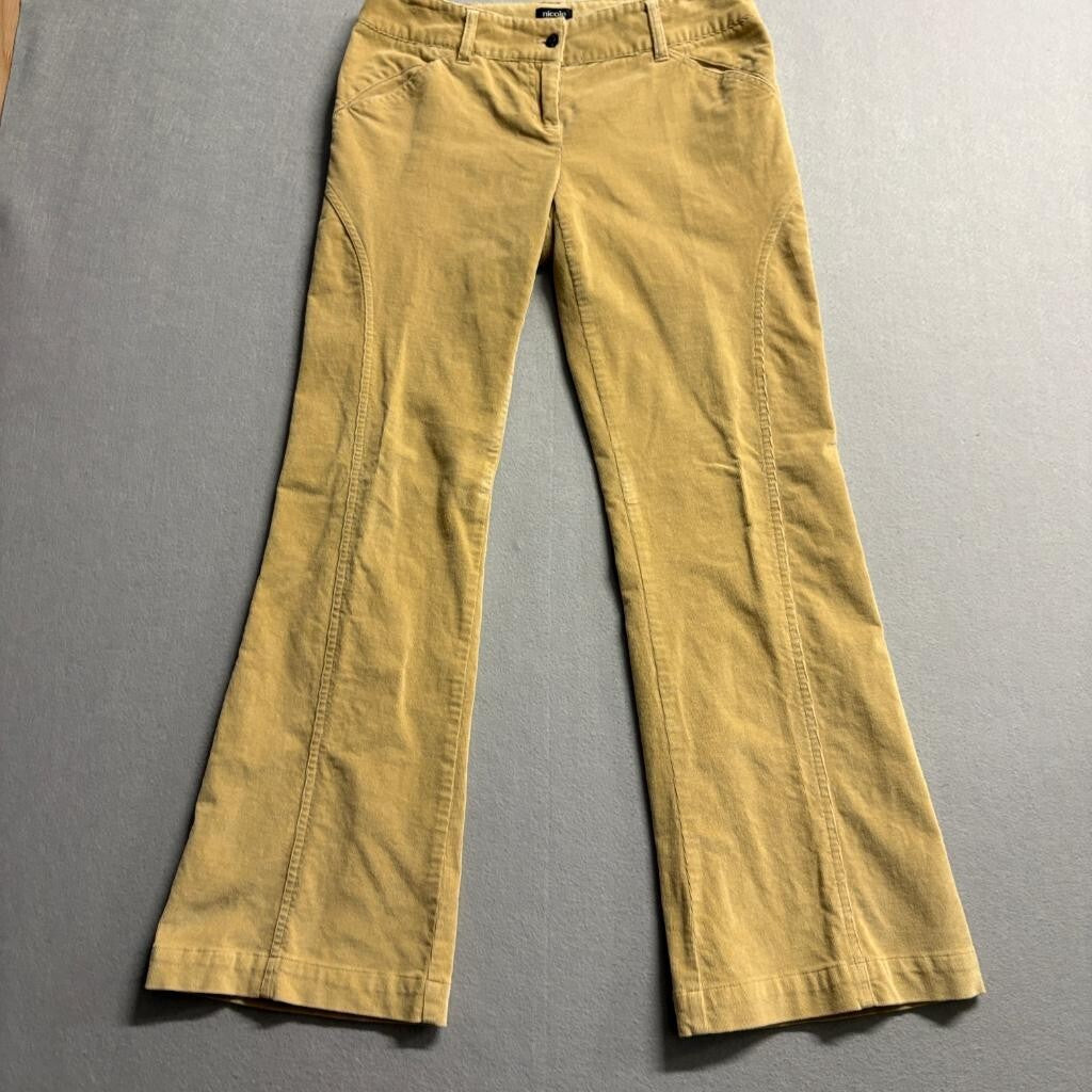 Nicole by Nicole Miller Corduroy Pants Womens 4 Beige Tan Flare Leg Stretch