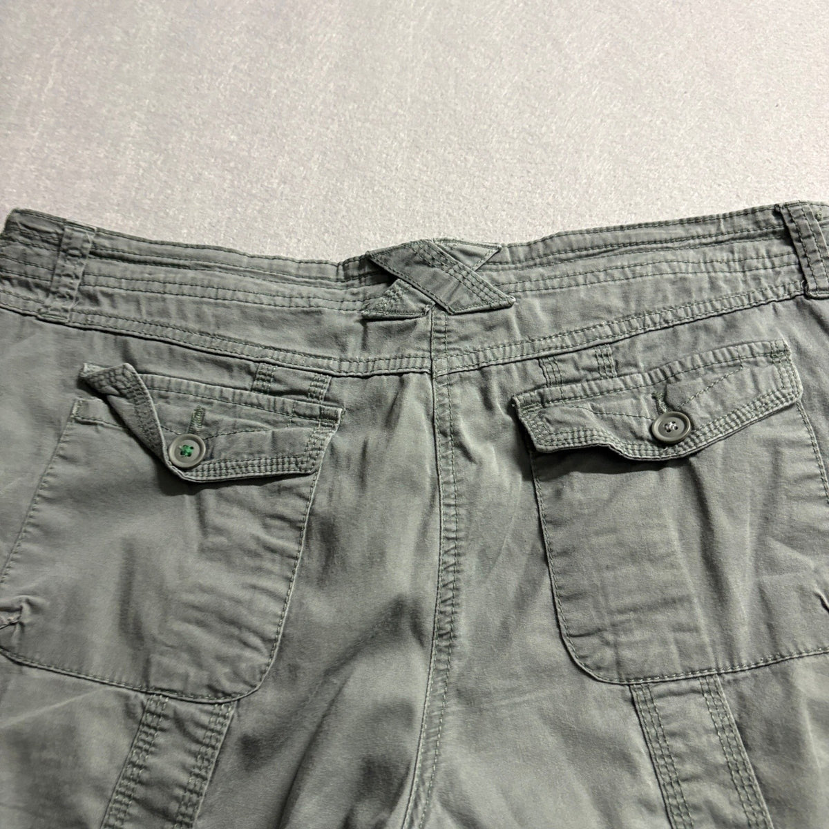 Style & Co Petite Cargo Pants Womens 14P Green Capri Cropped Drawstring Hem
