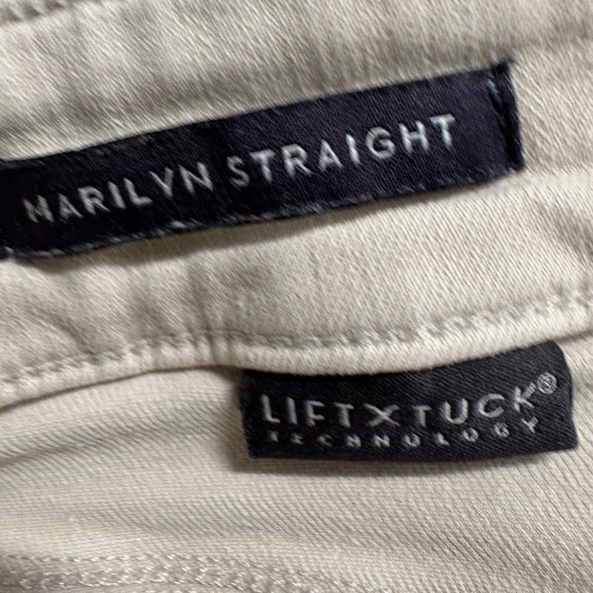 NYDJ Marilyn Straight Leg Jeans Womens Size 14 Beige Khaki Lift Tuck Denim