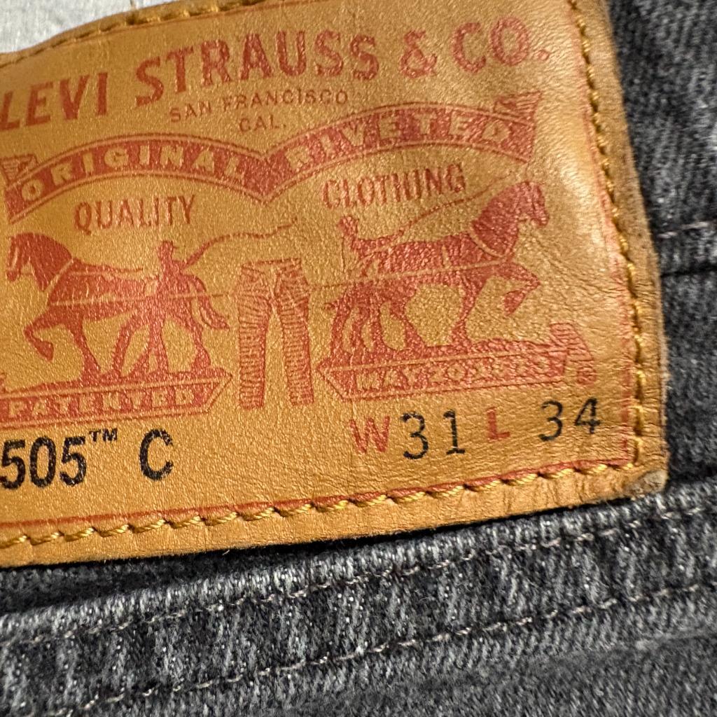 Levis 505 Regular Fit Jeans Mens 31x34 Gray Denim Stretch Straight Leg Pants