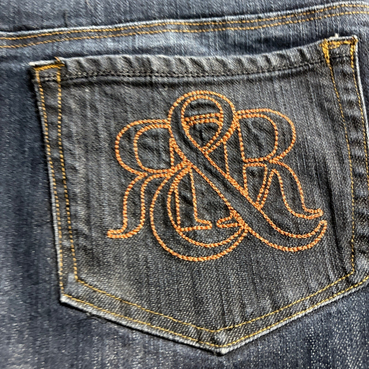 Rock and Republic Womens Wide Leg Jeans Blue Denim Size 28 Embroidered Pocket