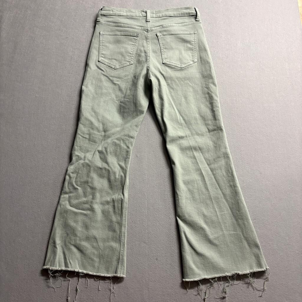 Harper Heritage High Waist Kick Crop Jeans Womens 29 Green Raw Hem Stretch