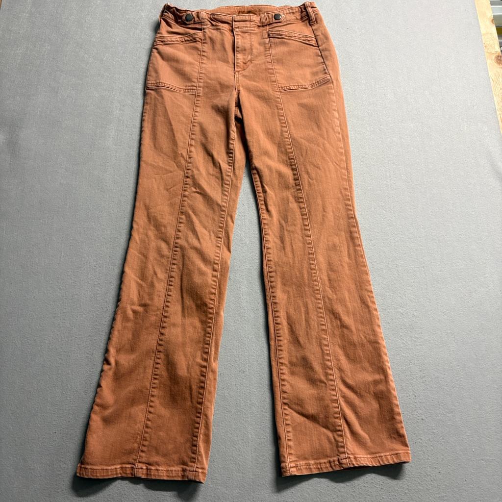 Band of Gypsies Flare Jeans Womens 4 27 Brown Rust Stretch High Rise Seam Front