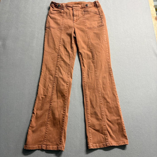 Band of Gypsies Flare Jeans Womens 4 27 Brown Rust Stretch High Rise Seam Front