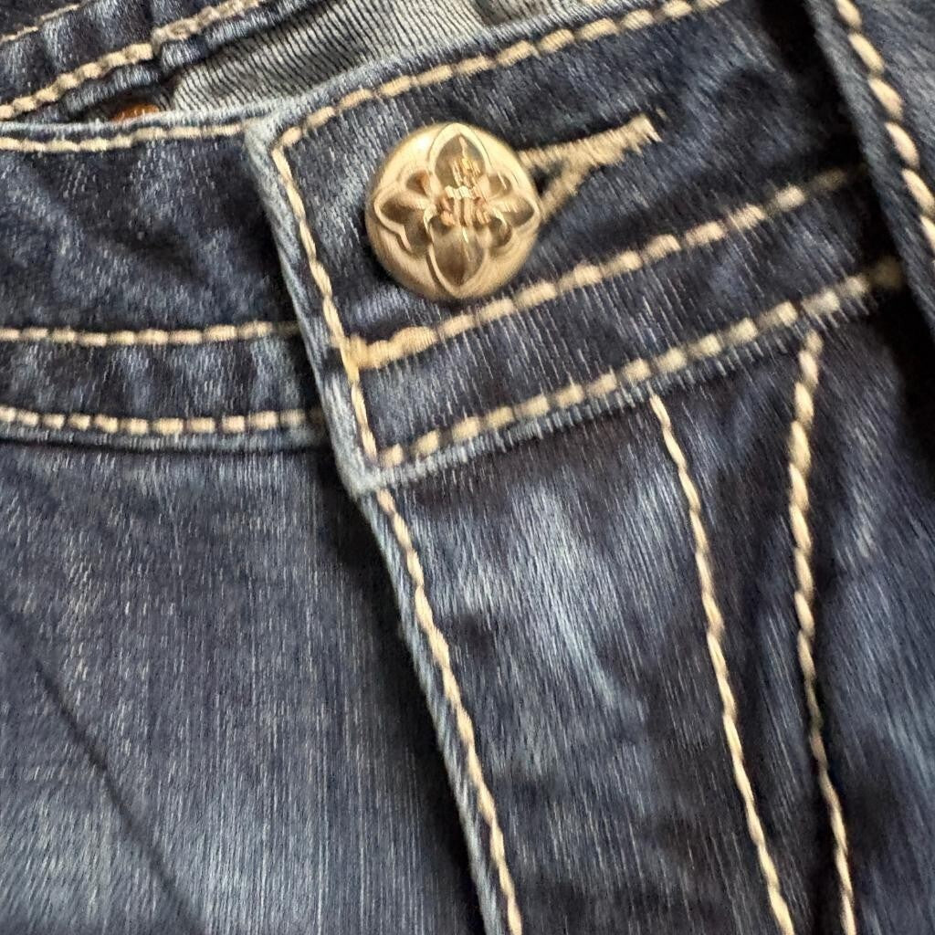 Miss Me Signature Bootcut Jeans Womens Size 30 Dark Wash Fleur De Lis