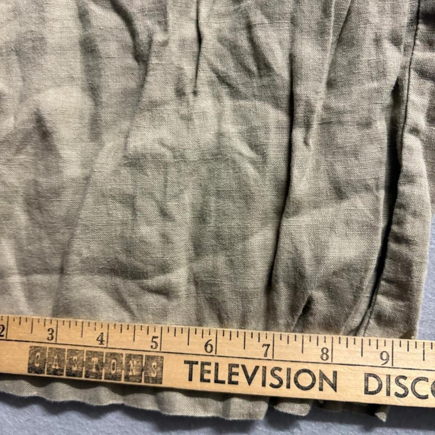 Zara Linen Pants Womens Small Olive Green Wide Leg Pleated High Rise Casual