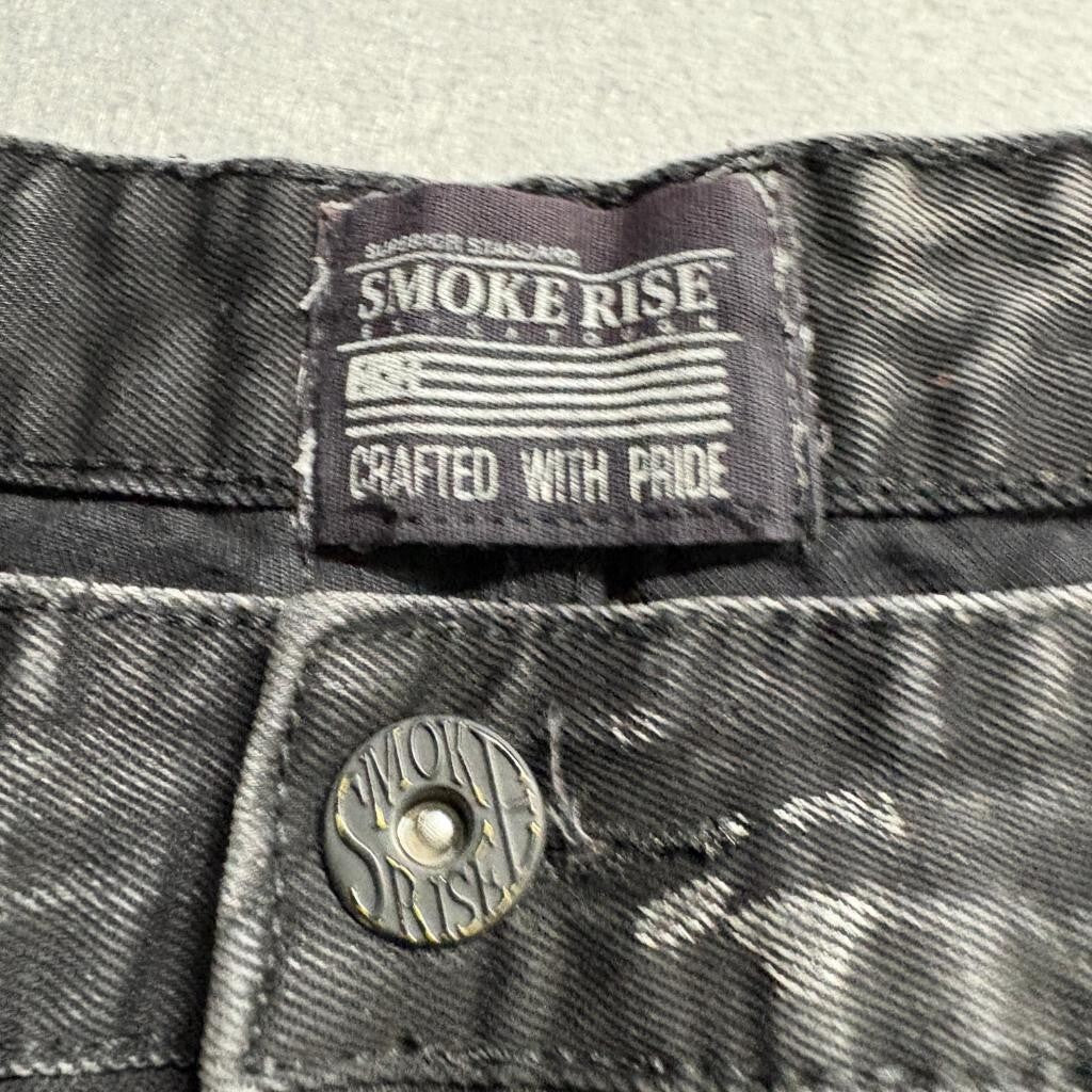 Smoke Rise Mens Distressed Bleach Splatter Jeans Black White Size 40x30