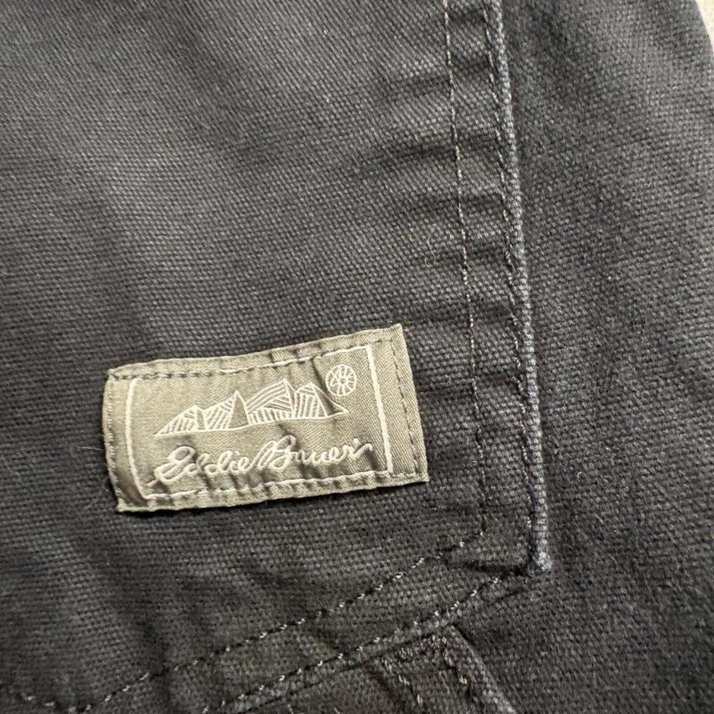 Eddie Bauer Canvas Utility Pants Mens 32x32 Black Classic Fit Cotton Stretch