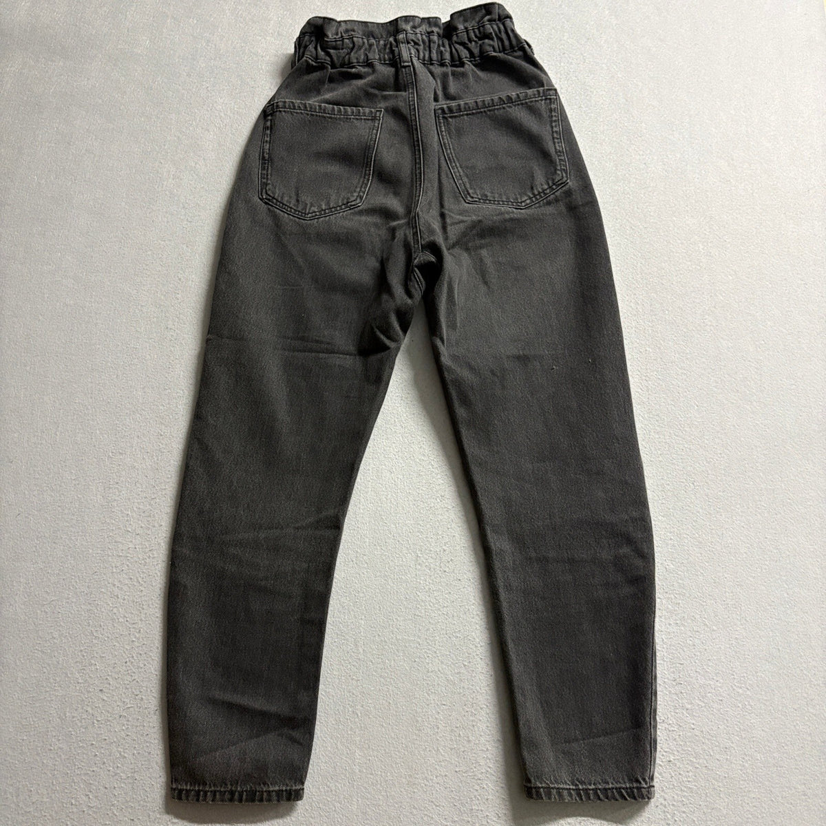 Zara Womens Black High Rise Elastic Paperbag Waist Mom Jeans Size 0 XS Inseam 25