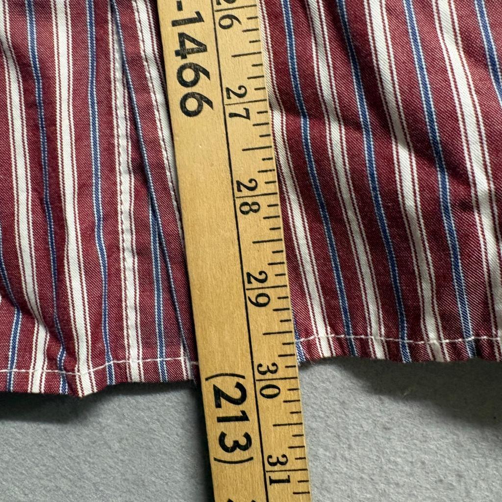 Tommy Hilfiger Shirt Mens Medium Red White Striped Custom Fit Crest Logo Long