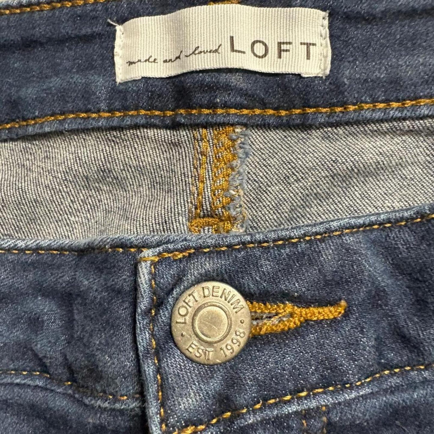 LOFT The Curvy Skinny Jeans Womens Size 16 33 Dark Wash Denim Stretch Blue