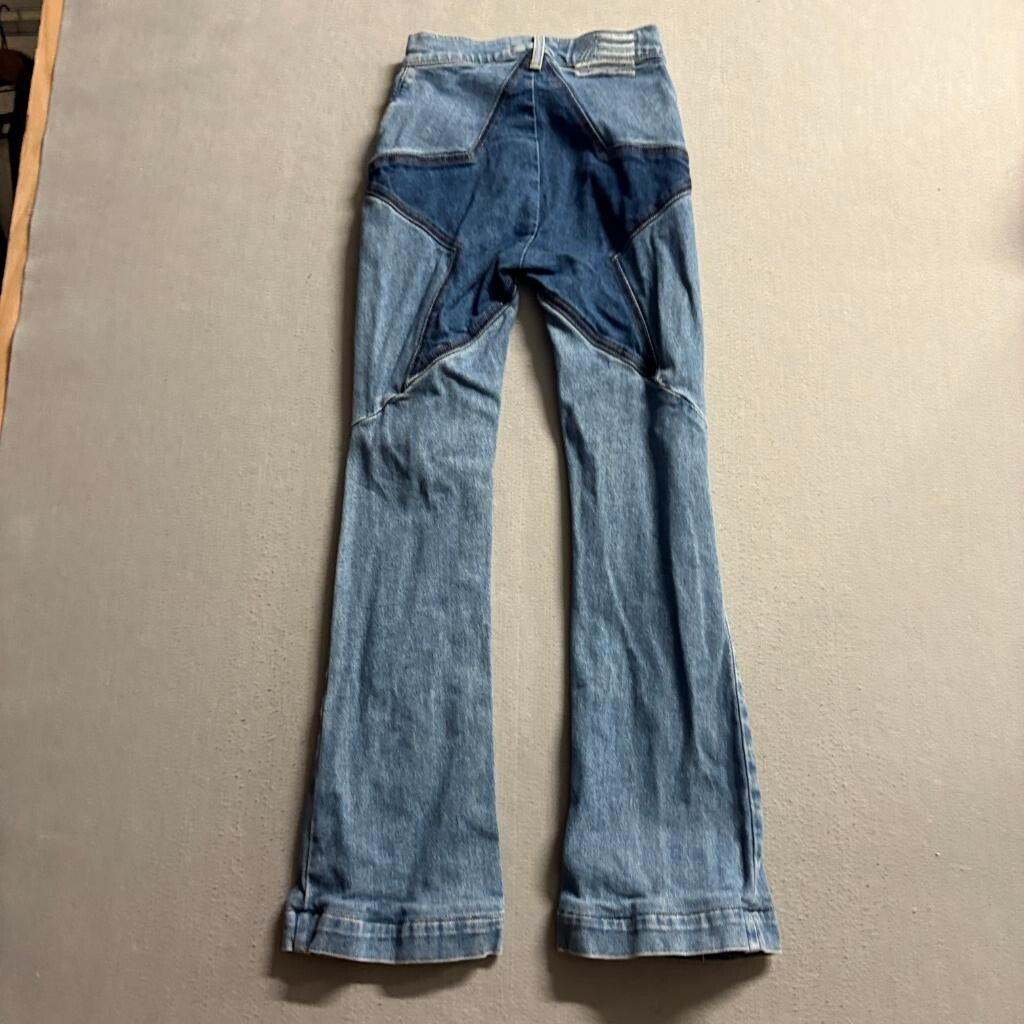 Revice Denim Star Patch Flare Jeans Womens Size 26 Blue High Rise Bell Bottoms