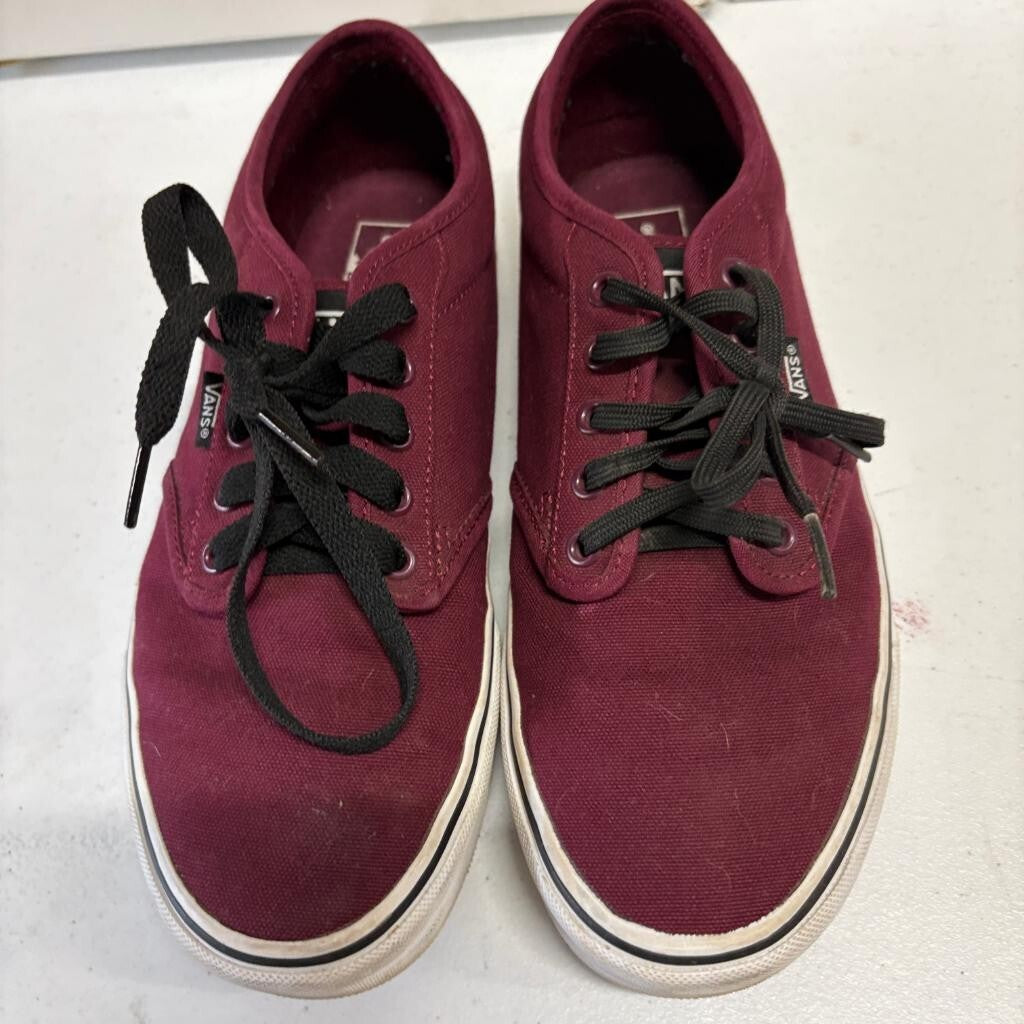 Vans Atwood Burgundy Maroon Canvas Mens Size 10 Low Top Skate Shoes Black Laces