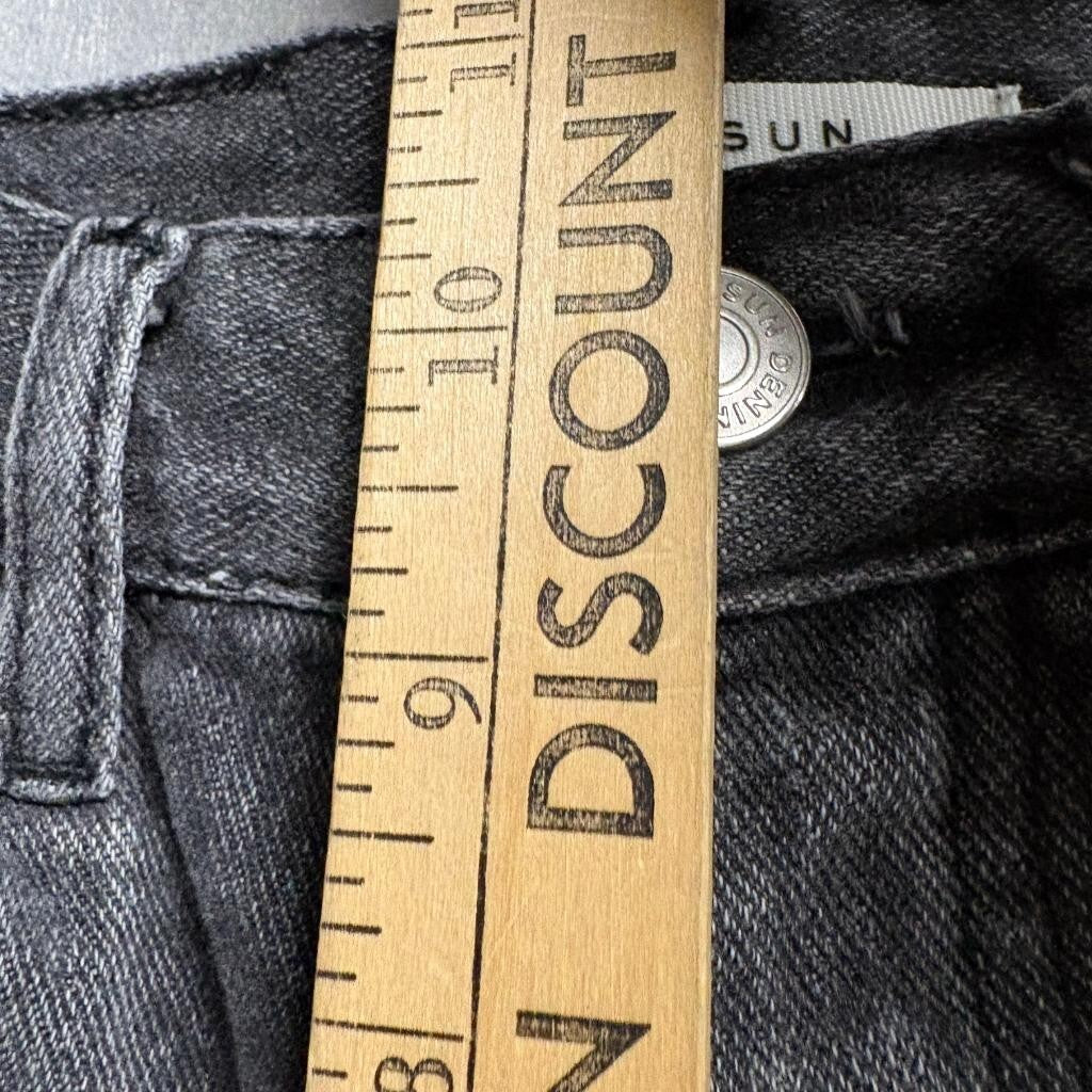 PacSun Dad Jean Womens 24 Gray Acid Wash Denim High Rise Straight Leg Side Slit