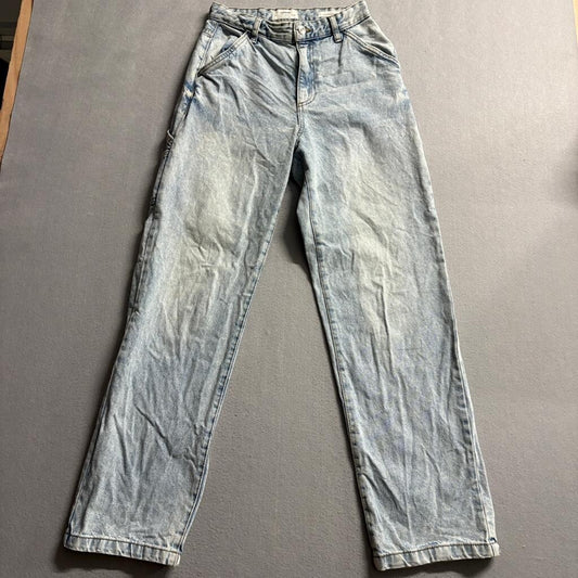 Cotton On Carpenter Jeans Womens US 4 Light Wash Blue Denim High Rise Straight