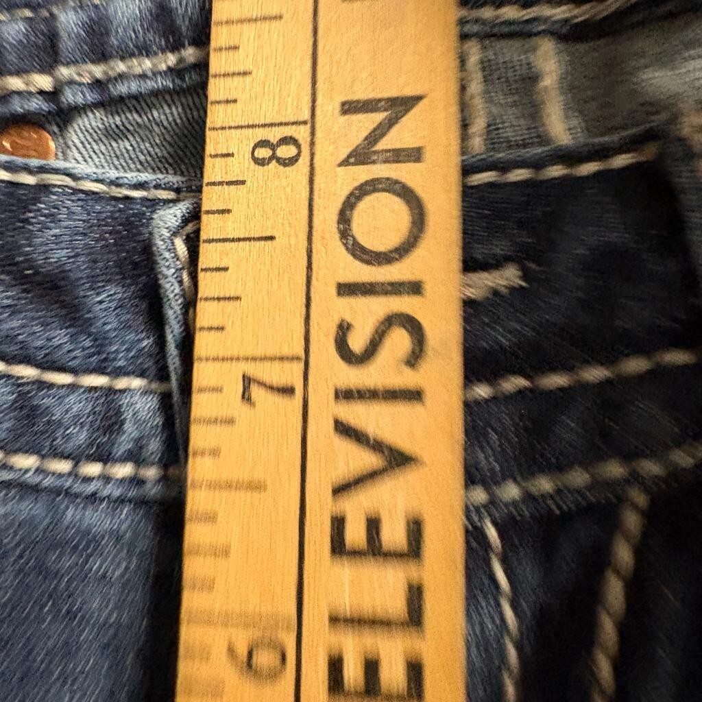 Miss Me Signature Bootcut Jeans Womens Size 30 Dark Wash Fleur De Lis