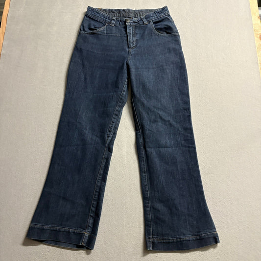 Rock and Republic Womens Wide Leg Jeans Blue Denim Size 28 Embroidered Pocket