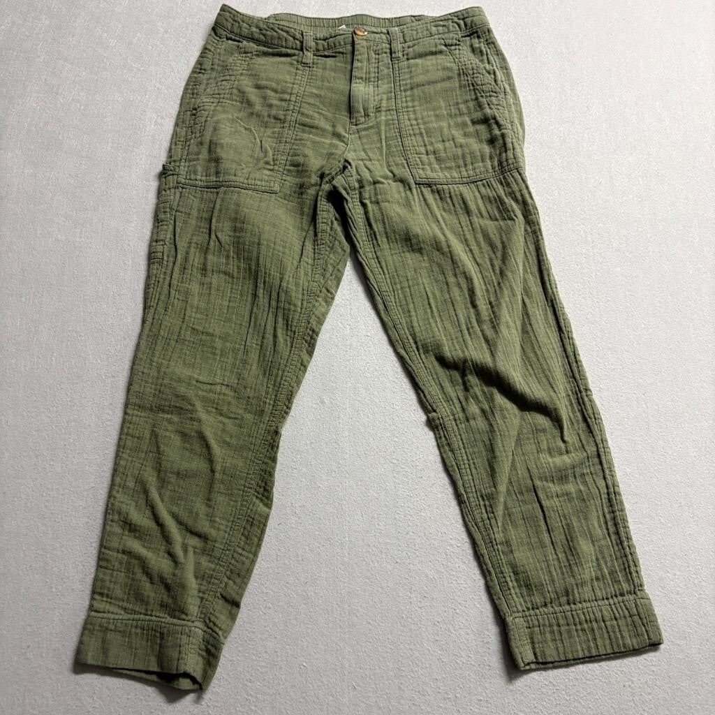 Old Navy Womens Pants Size 6 Green Cotton Double Gauze Utility Carpenter Casual