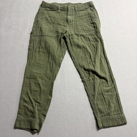 Old Navy Womens Pants Size 6 Green Cotton Double Gauze Utility Carpenter Casual