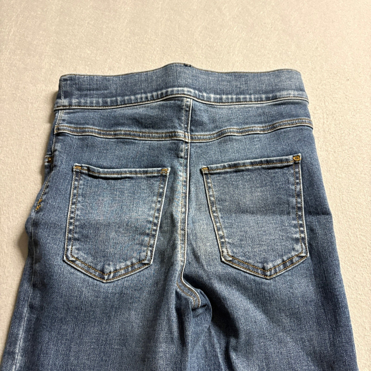 Spanx Flare Jeans Womens Small Blue Pull On Raw Hem Colorblock High Rise Stretch