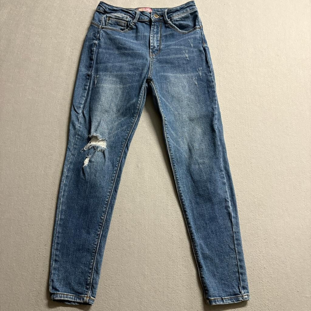 Wax Jean Butt I Love You Skinny Jeans Womens Size 7 Medium Wash Distressed Denim