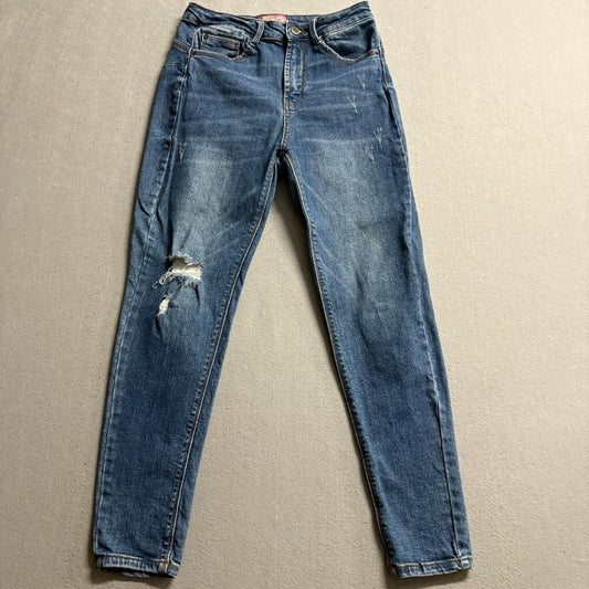 Wax Jean Butt I Love You Skinny Jeans Womens Size 7 Medium Wash Distressed Denim