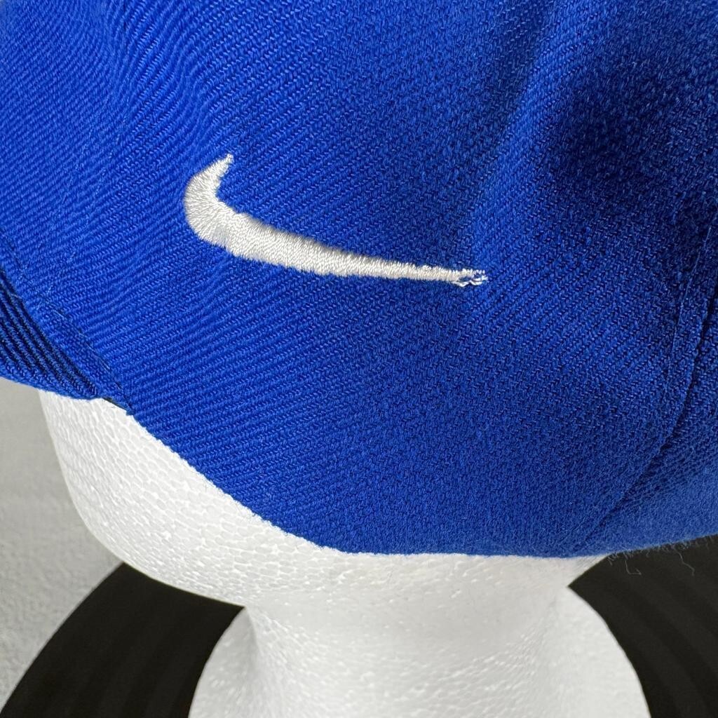 Vintage Nike Spell Out Swoosh Hat Mens Blue Wool Blend Snapback Cap