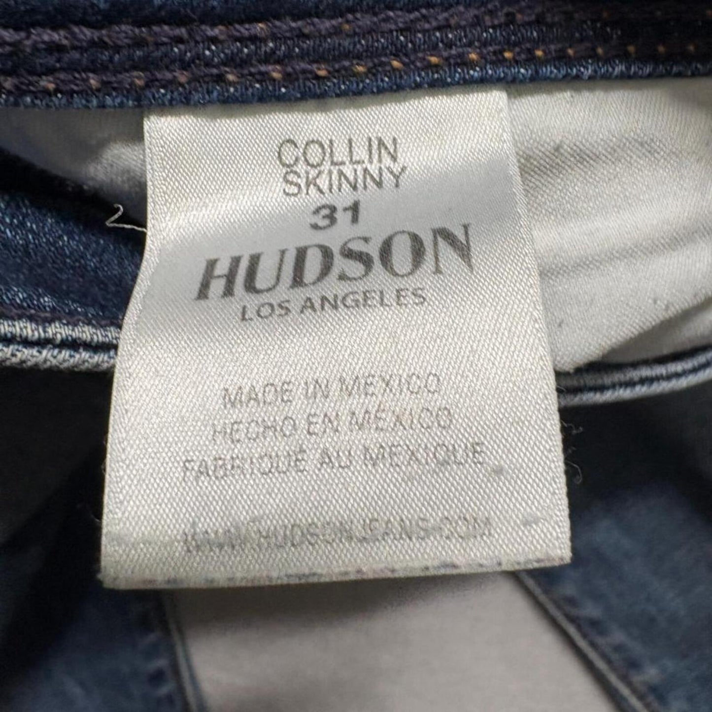 Hudson Collin Skinny Jeans Womens 31 Blue Denim Flap Pocket Low Rise Stretch