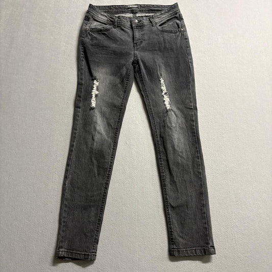Monarda Distressed Skinny Jeans Womens Size 7 Gray Denim Stretch Ripped Pockets