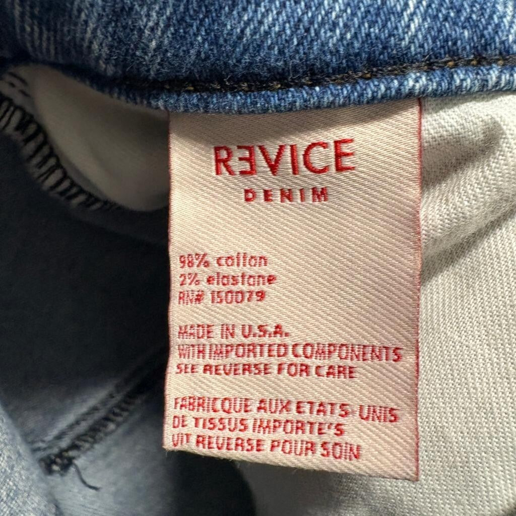 Revice Denim Star Patch Flare Jeans Womens Size 26 Blue High Rise Bell Bottoms